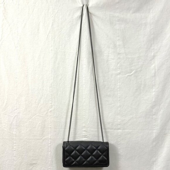 DKNY Mini Quilted Crossbody Bag Black Rectangular Rivi Chain Clutch Purse - Picture 9 of 11